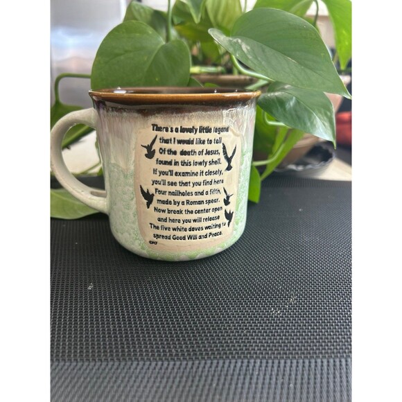 Legend of the Sand Dollar Ceramic Mug Colors Brown Green Cream Size 4” x 4” - Picture 2 of 12